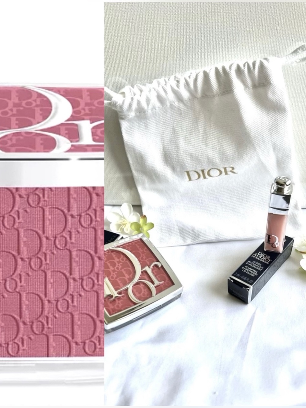 New Dior Rosewood Glow Gift Set
Rosy Blush #012, Lip Maximizer &
Drawstring Pouc